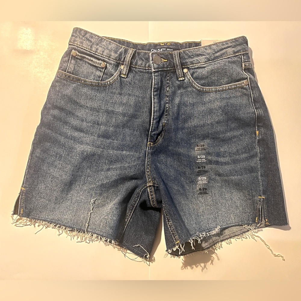 Distressed Denim Cutoff Shorts in Blue